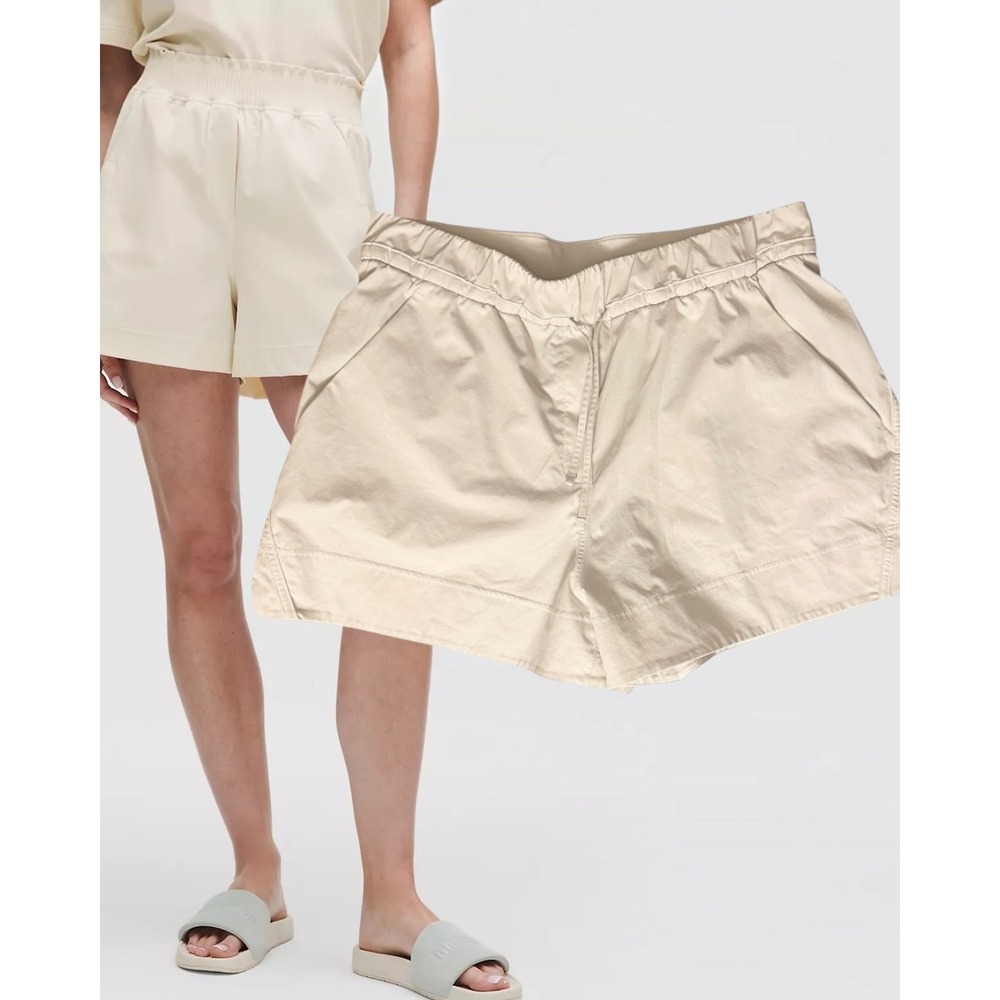 Lululemon Stretch Woven High Rise Short 4" Bone Off White Size 6